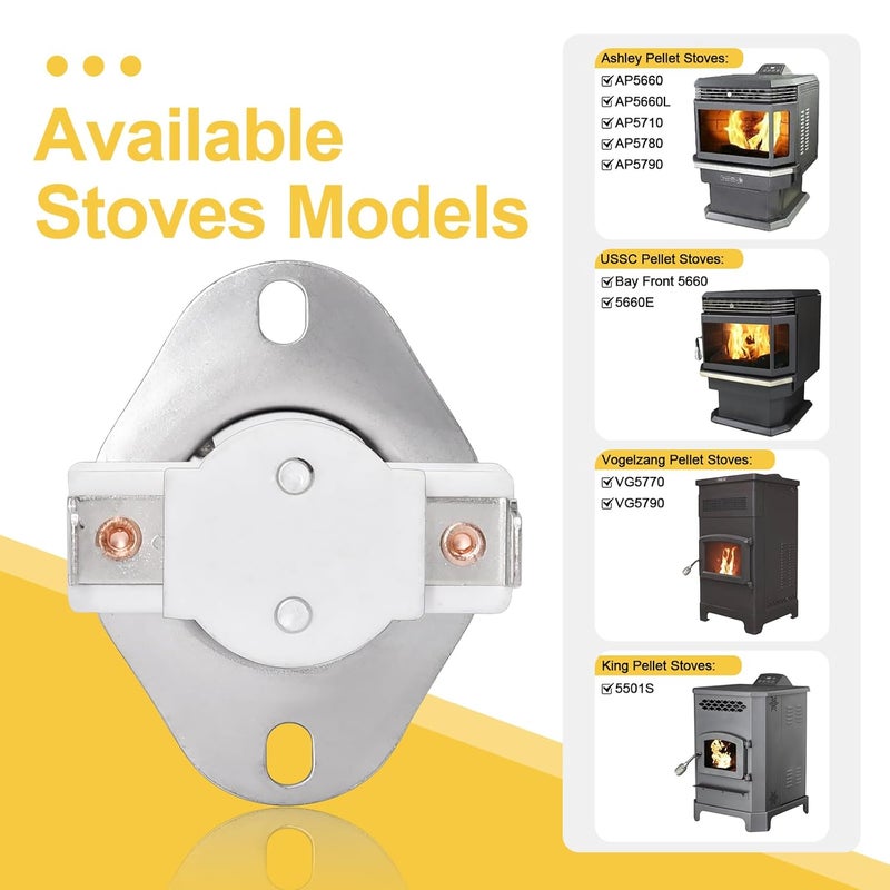 Adviace 80599 Low-Temp Ceramic Limit Snap Disc Switch for Vogelzang VG5790, VG5770 Pellet Stoves, USSC, Ashley and King Pellet Stoves, F140-10F Low Limit Thermodisc Switch Exhaust T-Disc. - Image 2